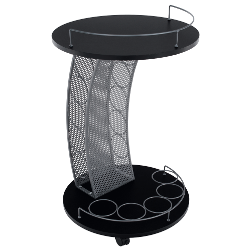 Servírovací vozík, čierna/strieborná, ALADAR NEW