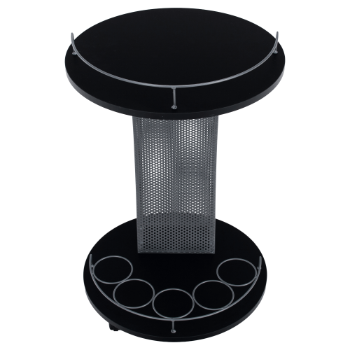 Servírovací vozík, čierna/strieborná, ALADAR NEW