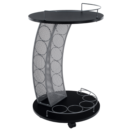 Servírovací vozík, čierna/strieborná, ALADAR NEW