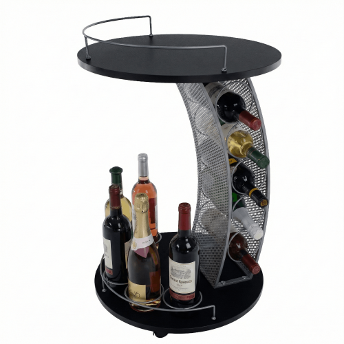 Servírovací vozík, čierna/strieborná, ALADAR NEW