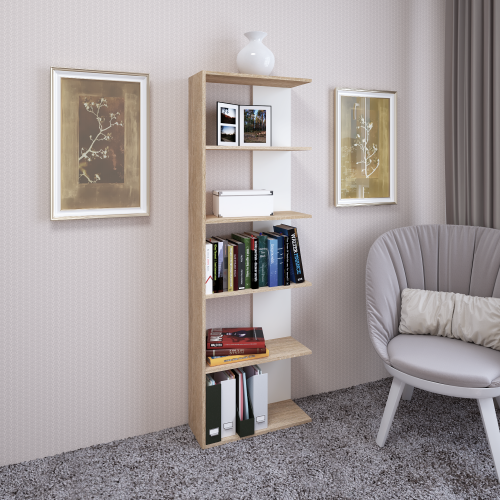Regál, dub sonoma/biela, AGATIO