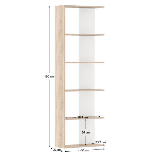 Regál, dub sonoma/biela, AGATIO