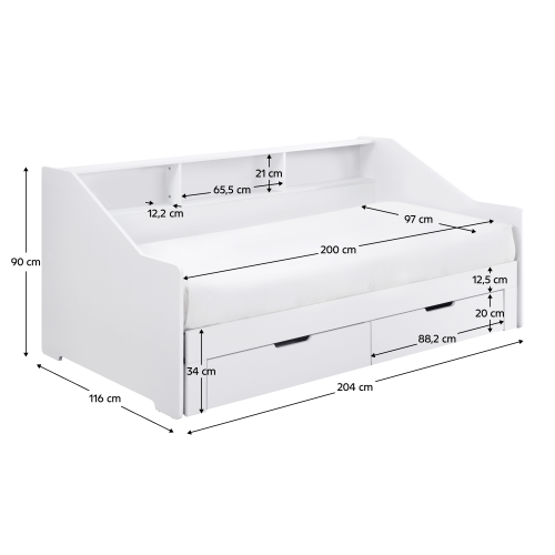 Rozkladacia posteľ, biela, MONETA