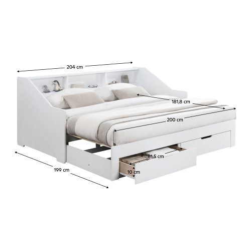 Rozkladacia posteľ, biela, MONETA