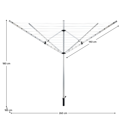 Záhradný sušiak na bielizeň, strieborná/čierna, 50 m, ROTARY NEW TYP 1