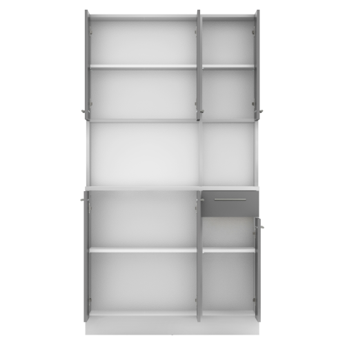 Šesťdverový kredenc, biela/grafit, PELION NEW