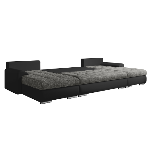 Univerzálna sedacia súprava, ekokoža čierna/sivý melír, TOLITA U UNI