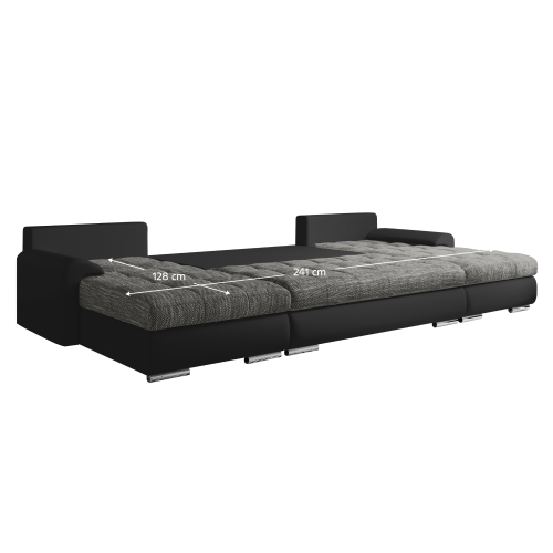 Univerzálna sedacia súprava, ekokoža čierna/sivý melír, TOLITA U UNI