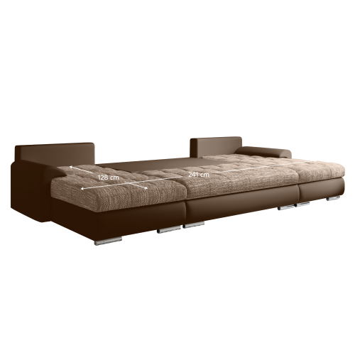 Univerzálna sedacia súprava, ekokoža hnedá/hnedý melír, TOLITA U UNI