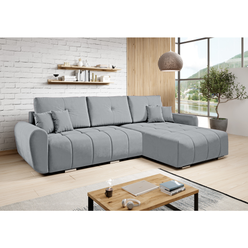 Univerzálna sedacia súprava, svetlosivá látka, LONGA ROH