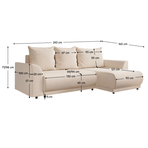 Univerzálna sedacia súprava, béžová, LIMON ROH