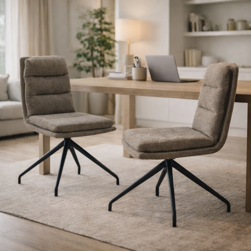 Otočná stolička, béžová/čierna, LINA