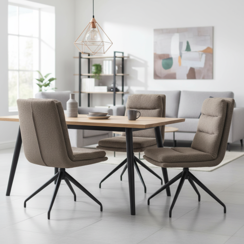 Otočná stolička, béžová/čierna, LINA