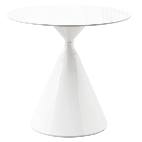 Jedálenský stôl, svetlý mramor/biela, priemer 80 cm, VALER