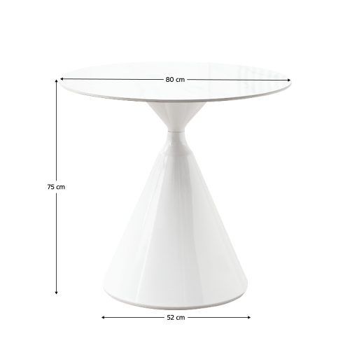 Jedálenský stôl, svetlý mramor/biela, priemer 80 cm, VALER