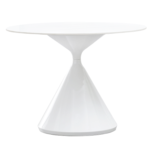 Jedálenský stôl, svetlý mramor/biela, priemer 100 cm, VALER TYP 2