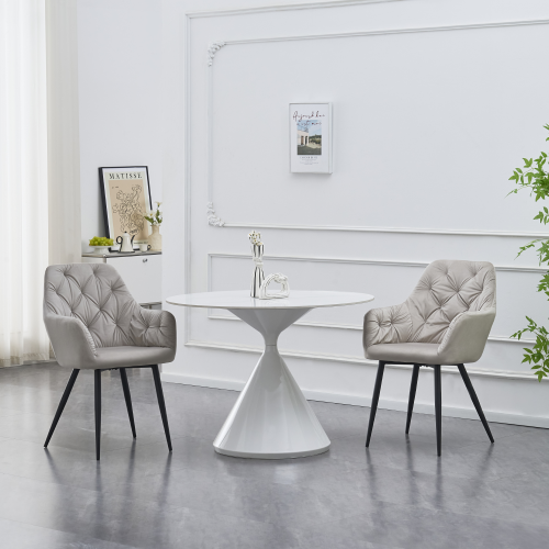 Jedálenský stôl, svetlý mramor/biela, priemer 100 cm, VALER TYP 2