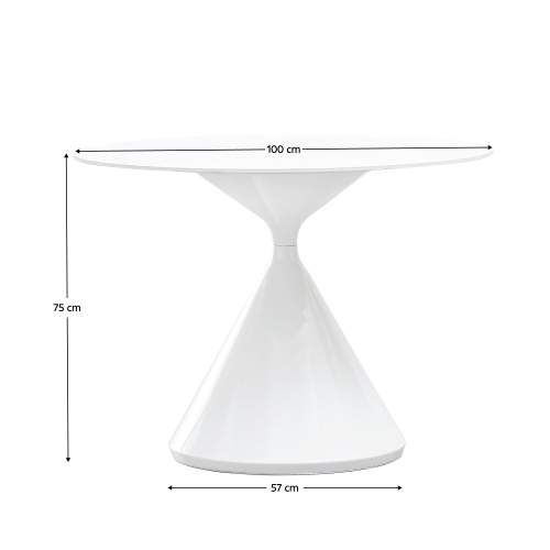 Jedálenský stôl, svetlý mramor/biela, priemer 100 cm, VALER TYP 2