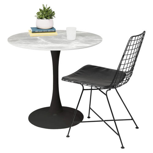 Jedálenský stôl, sivý mramor/čierna, priemer 90 cm, LORIAN TYP 1