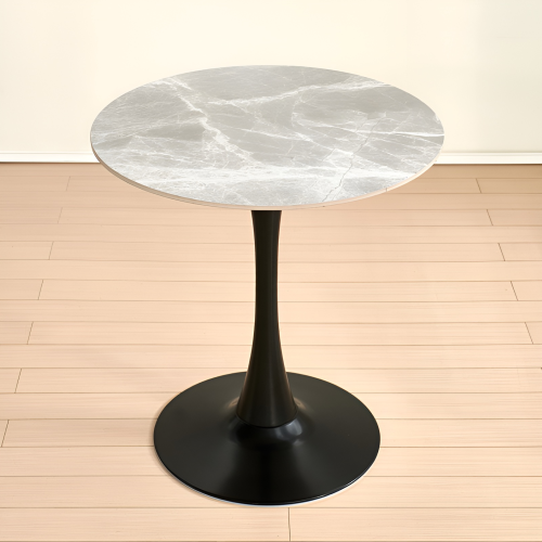 Jedálenský stôl, sivý mramor/čierna, priemer 90 cm, LORIAN TYP 1