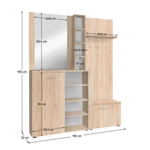 Predsieňová zostava, dub sonoma, FANDU