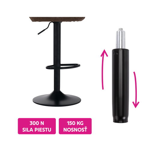 Plynový piest, čierna, dĺžka 69,4 cm, 150 kg, PIEST TYP 7