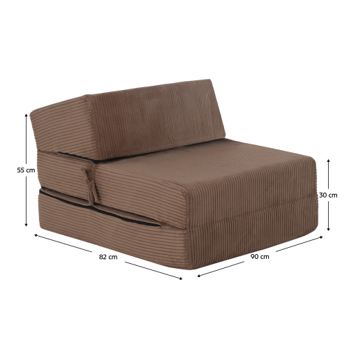 Skladací matrac/kreslo, 2v1, svetlohnedá, MALEN