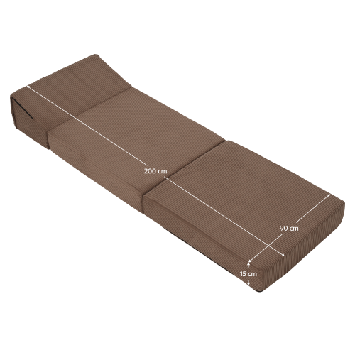 Skladací matrac/kreslo, 2v1, svetlohnedá, MALEN