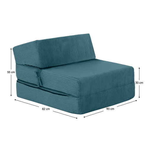 Skladací matrac/kreslo, 2v1, petrolejová, MALEN