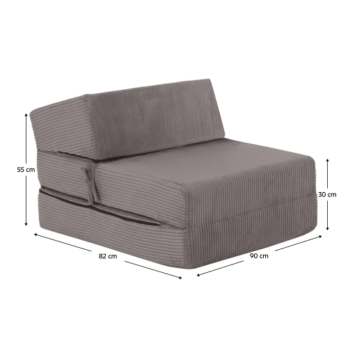 Skladací matrac/kreslo, 2v1, sivá, MALEN