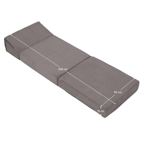 Skladací matrac/kreslo, 2v1, sivá, MALEN