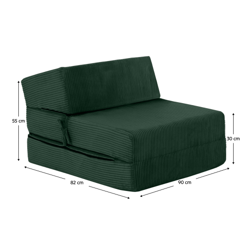 Skladací matrac/kreslo, 2v1, zelená, MALEN