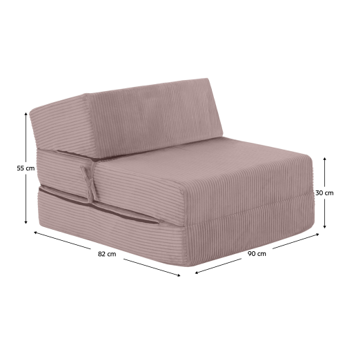 Skladací matrac/kreslo, 2v1, ružová, MALEN