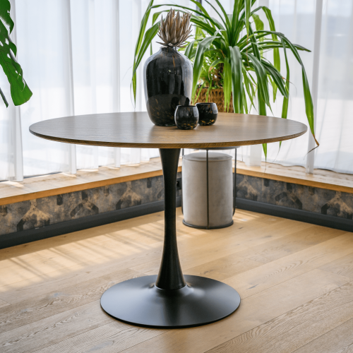 Jedálenský stôl, dub/čierna, priemer 110 cm, REVENTON NEW Jedálenský stôl, dub/čierna, priemer 110 cm, REVENTON NEW