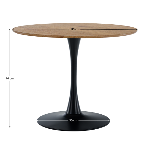 Jedálenský stôl, dub/čierna, priemer 110 cm, REVENTON NEW Jedálenský stôl, dub/čierna, priemer 110 cm, REVENTON NEW
