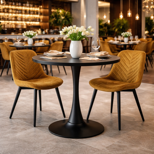 Jedálenský stôl, čierna, priemer 80 cm, REVENTON NEW