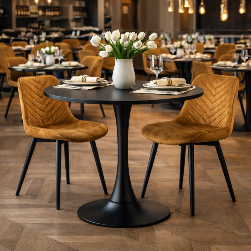 Jedálenský stôl, čierna, priemer 80 cm, REVENTON NEW