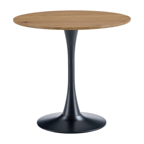 Jedálenský stôl, dub/čierna, priemer 80 cm, REVENTON NEW