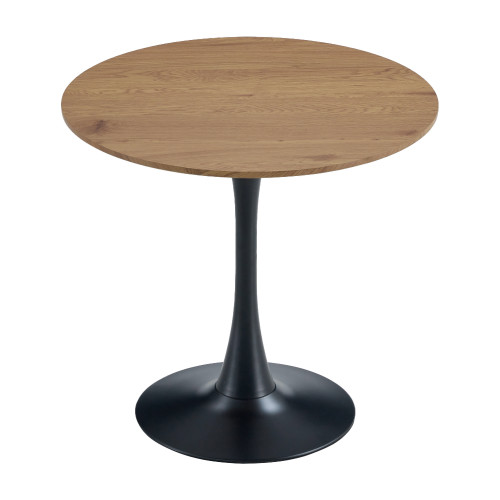 Jedálenský stôl, dub/čierna, priemer 80 cm, REVENTON NEW