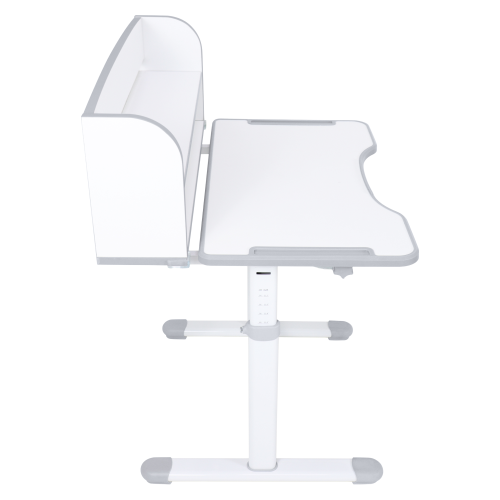 Rastúci písací stôl a stolička, sivá/biela, set ZION