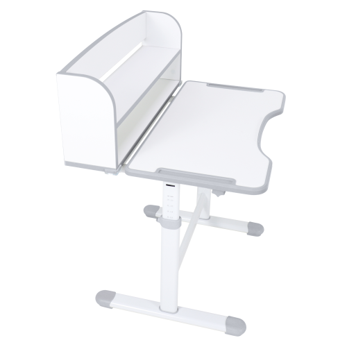 Rastúci písací stôl a stolička, sivá/biela, set ZION