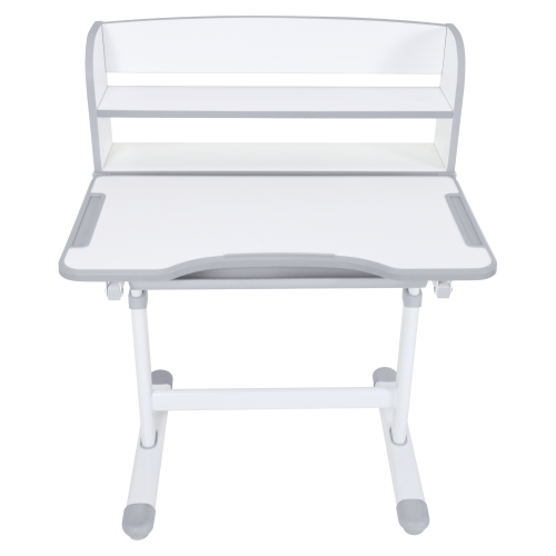 Rastúci písací stôl a stolička, sivá/biela, set ZION