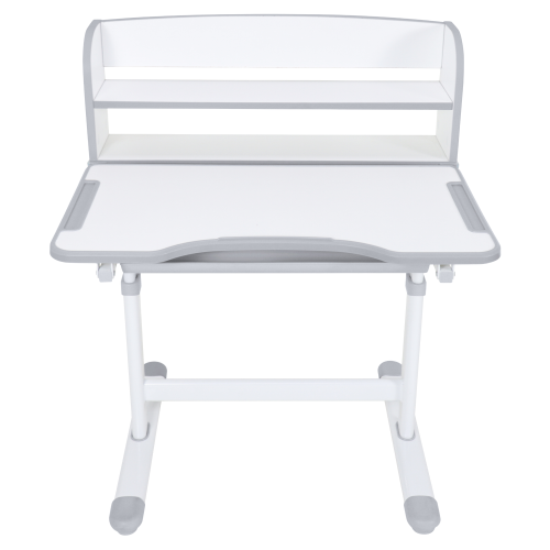 Rastúci písací stôl a stolička, sivá/biela, set ZION