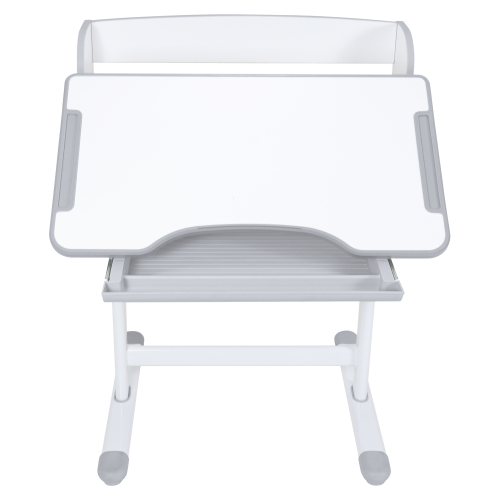 Rastúci písací stôl a stolička, sivá/biela, set ZION