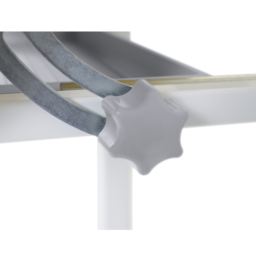 Rastúci písací stôl a stolička, sivá/biela, set ZION