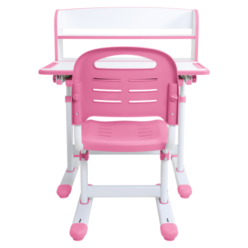 Rastúci písací stôl a stolička, ružová/biela, set ZION