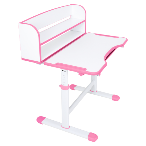 Rastúci písací stôl a stolička, ružová/biela, set ZION