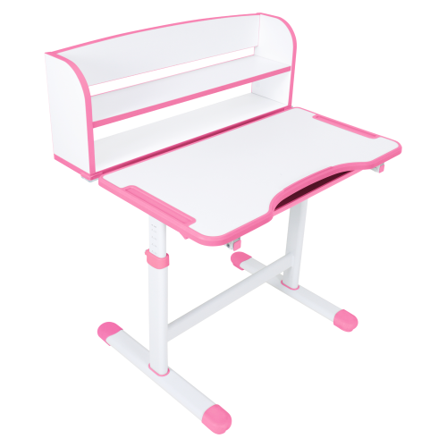 Rastúci písací stôl a stolička, ružová/biela, set ZION