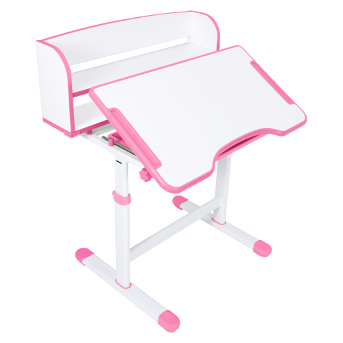 Rastúci písací stôl a stolička, ružová/biela, set ZION