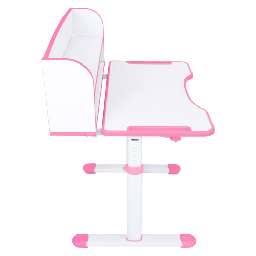 Rastúci písací stôl a stolička, ružová/biela, set ZION